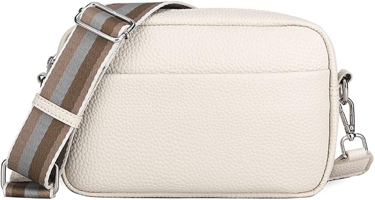 Bausweety Crossbody Bag for Women Wide Strap Shoulder Bag Camera Crossbody Purse with Zipper | Amazon (US)