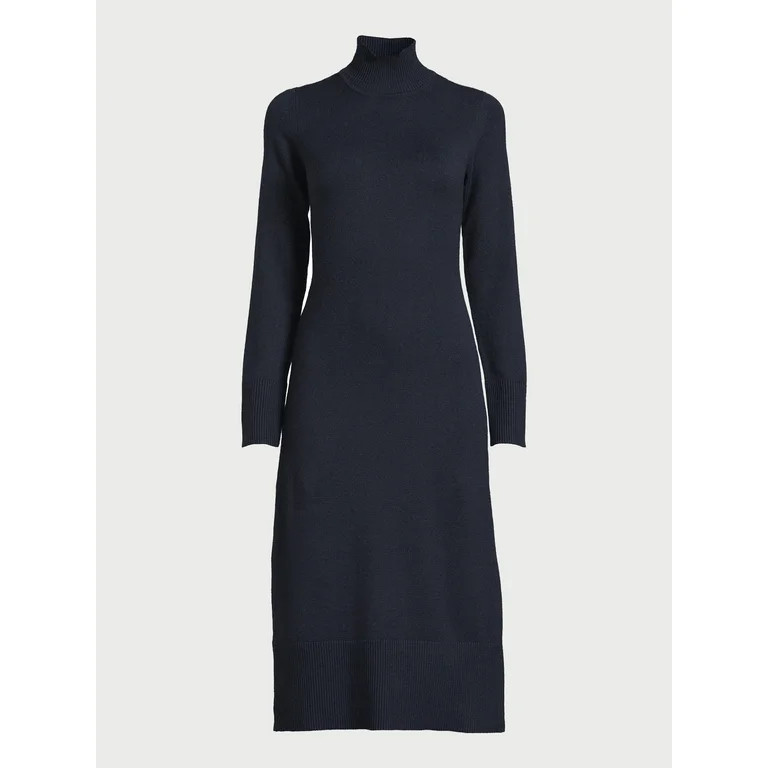 Free Assembly Women’s Turtleneck Sweater Midi Dress with Long Sleeves, Sizes XS-XXXL | Walmart (US)