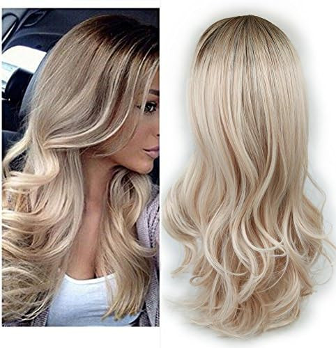 Lady Miranda Ombre Wig Brown to Ash Blonde High Density Heat Resistant Synthetic Hair Weave Full Wig | Amazon (US)