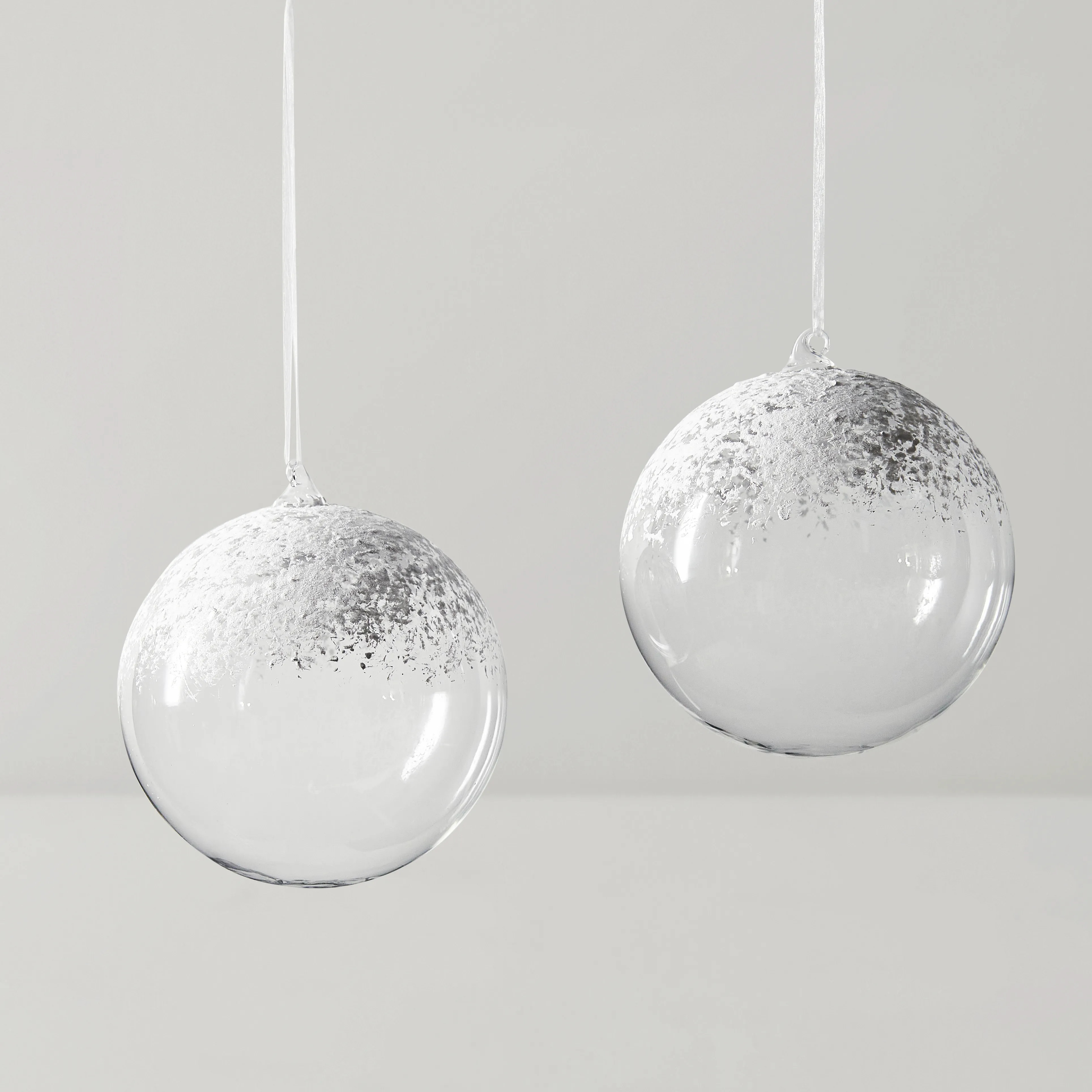 Oversized Snowy Glass Ornament 8” – Set of 2 | Z Gallerie