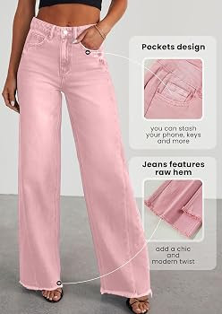 PRETTYGARDEN Wide Leg Jeans for Women Trendy High Waisted Stretchy Baggy Raw Hem Denim Palazzo Pa... | Amazon (US)