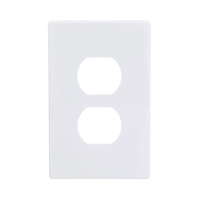 Eaton 1-Gang Midsize White Polycarbonate Indoor Screwless Duplex Wall Plate | Lowe's