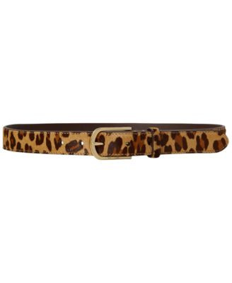 Lauren Ralph Lauren Leopard Print Leather Skinny Belt - Modern Leopard/Chestnut Brown | Macy's