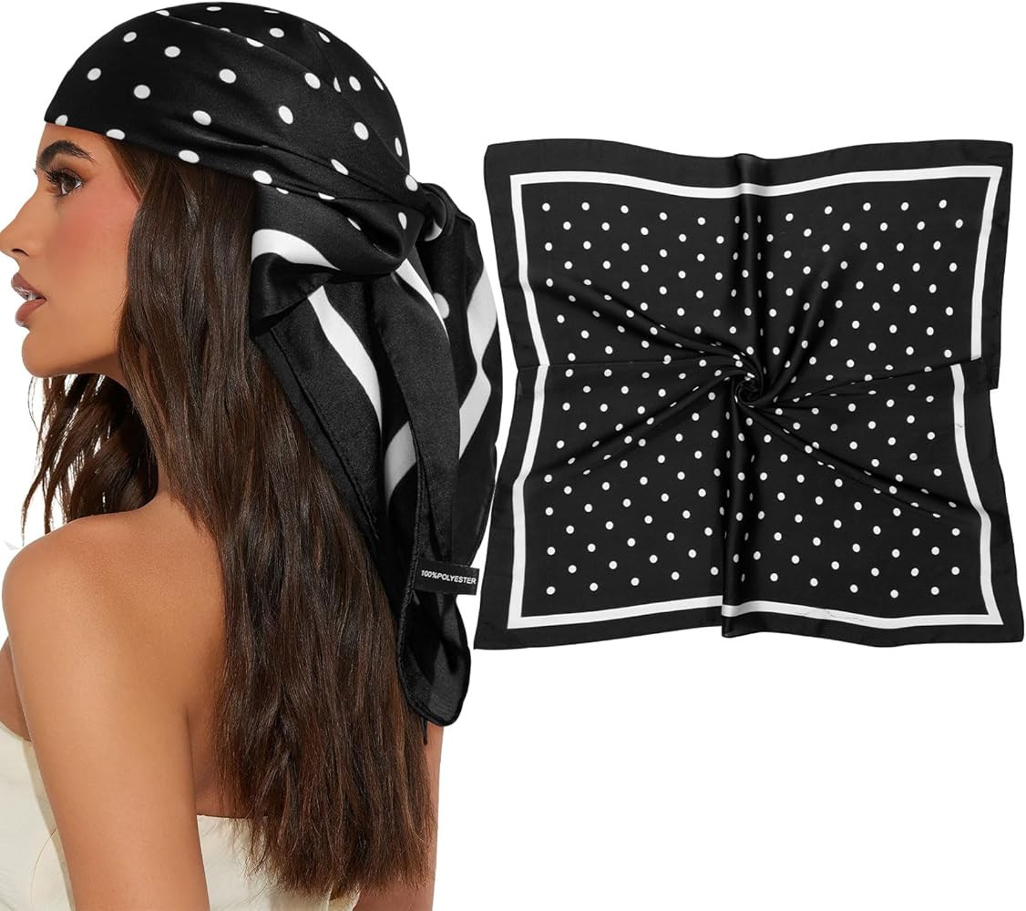 AWAYTR 27.5” Square Satin Head Scarf Hair Scarf for Women's Hair Silk Bandana for Women Silk He... | Amazon (US)