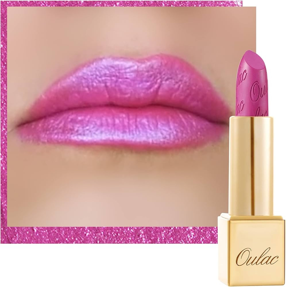 Amazon.com : Oulac Pink Lipstick for Women with Metallic 3D Shine Lightweight Hydrating Formula, ... | Amazon (US)