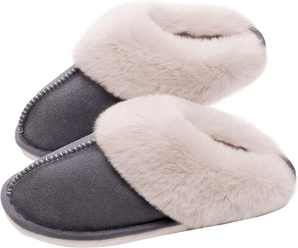 SOSUSHOE Womens Slippers Memory Foam Fluffy Fur Soft Slippers Warm House Shoes Indoor Outdoor Win... | Amazon (US)