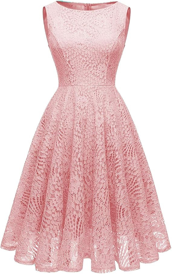 Kingfancy Women Floral Lace Bridesmaid Party Dress Short Cocktail Dress with Boatneck | Amazon (US)