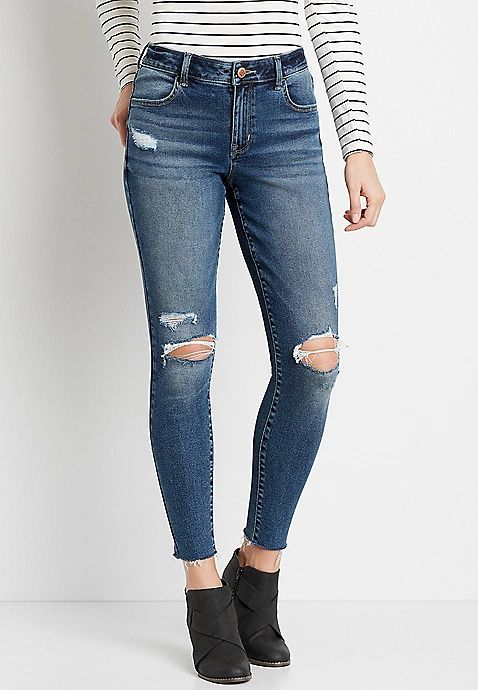 m jeans by maurices™ Vintage High Rise Raw Hem Jegging | Maurices
