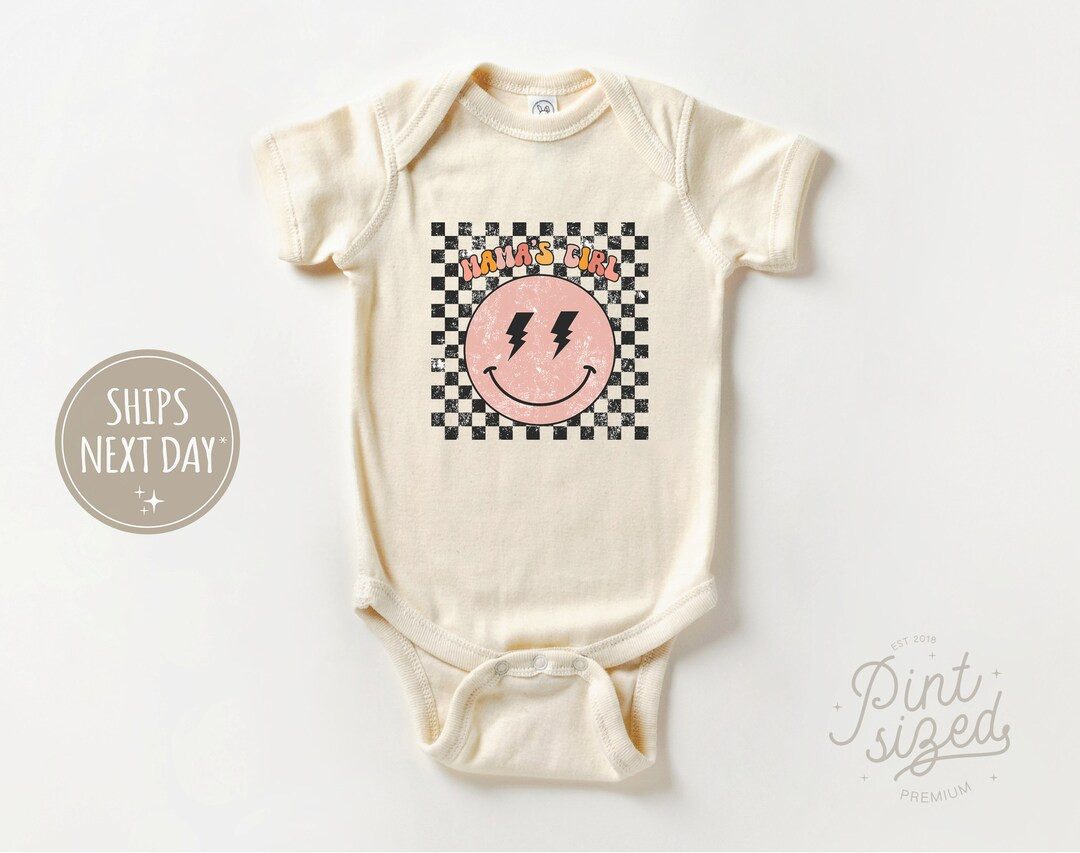 Mama's Girl Baby Onesie® Pink Smiley Face Bodysuit I Love My Mom Natural Onesie® - Etsy | Etsy (US)