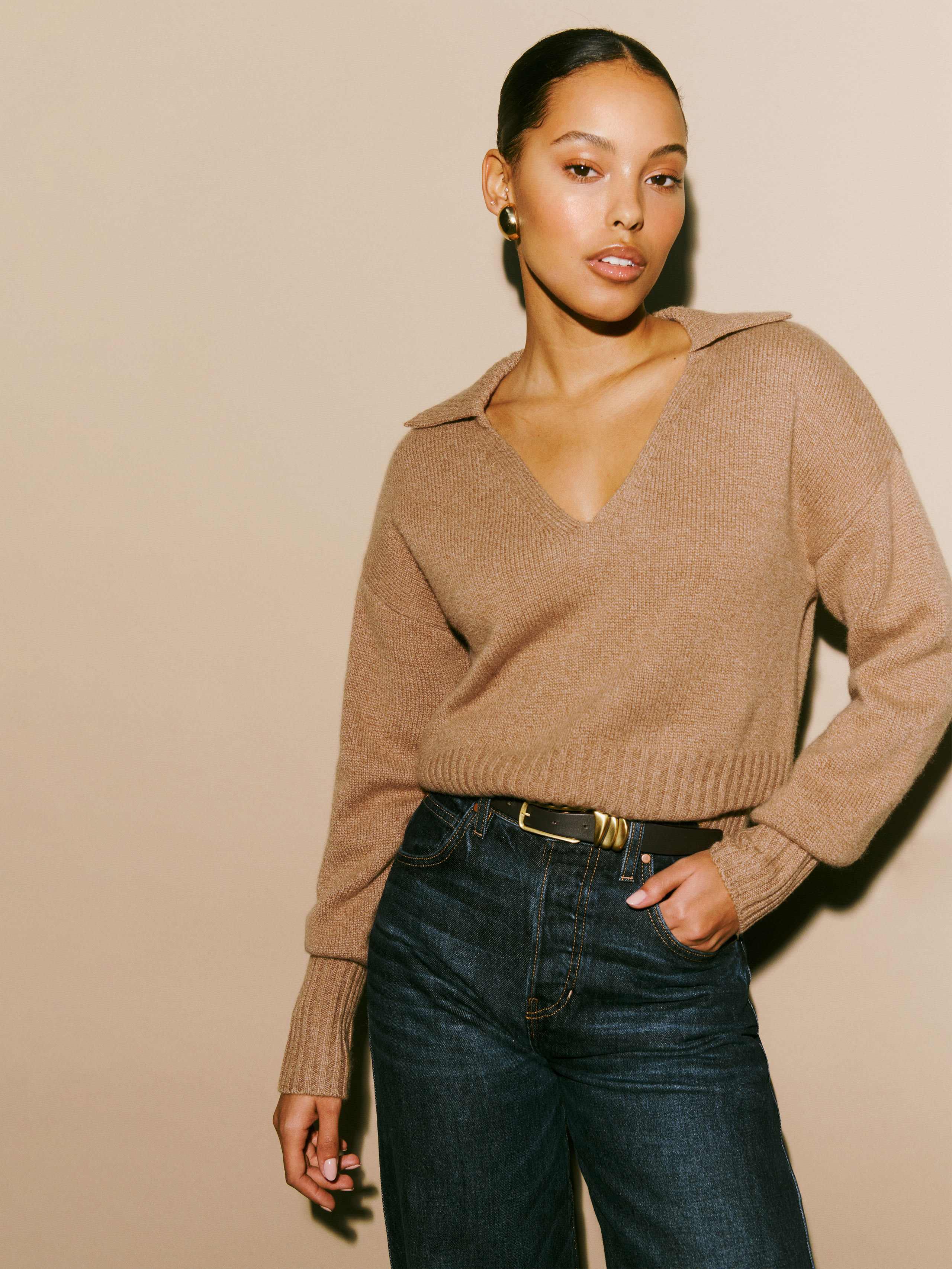 Beckie Cashmere Collared Sweater | Reformation (Global)