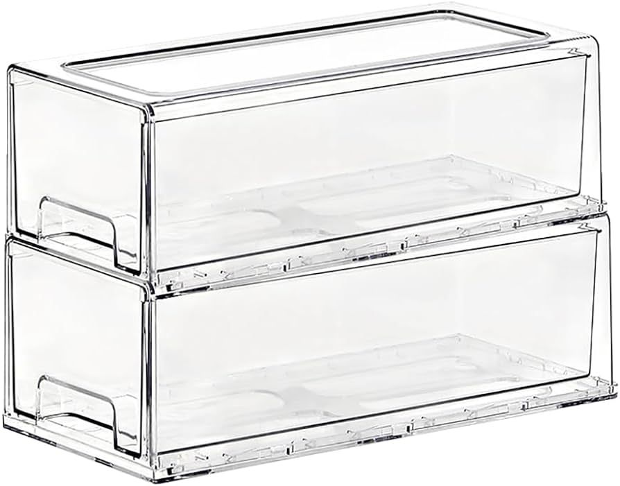 SIMPEXPE Stackable Storage Drawer, Pull Out Plastic Food Fridge Organizer Bins for Pantry Shelf R... | Amazon (US)