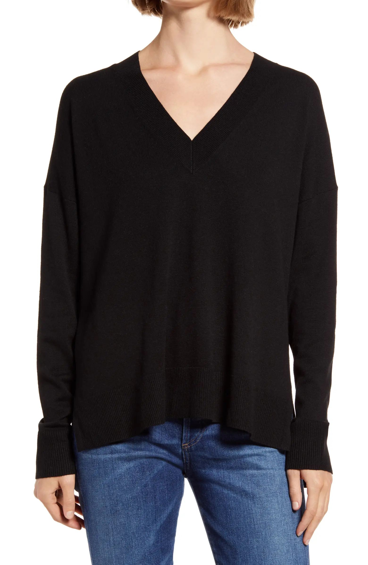 Oversize V-Neck High/Low Sweater | Nordstrom