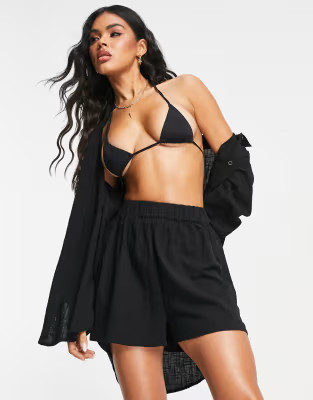 ASOS DESIGN textured beach short in black - part of a set | ASOS (Global)