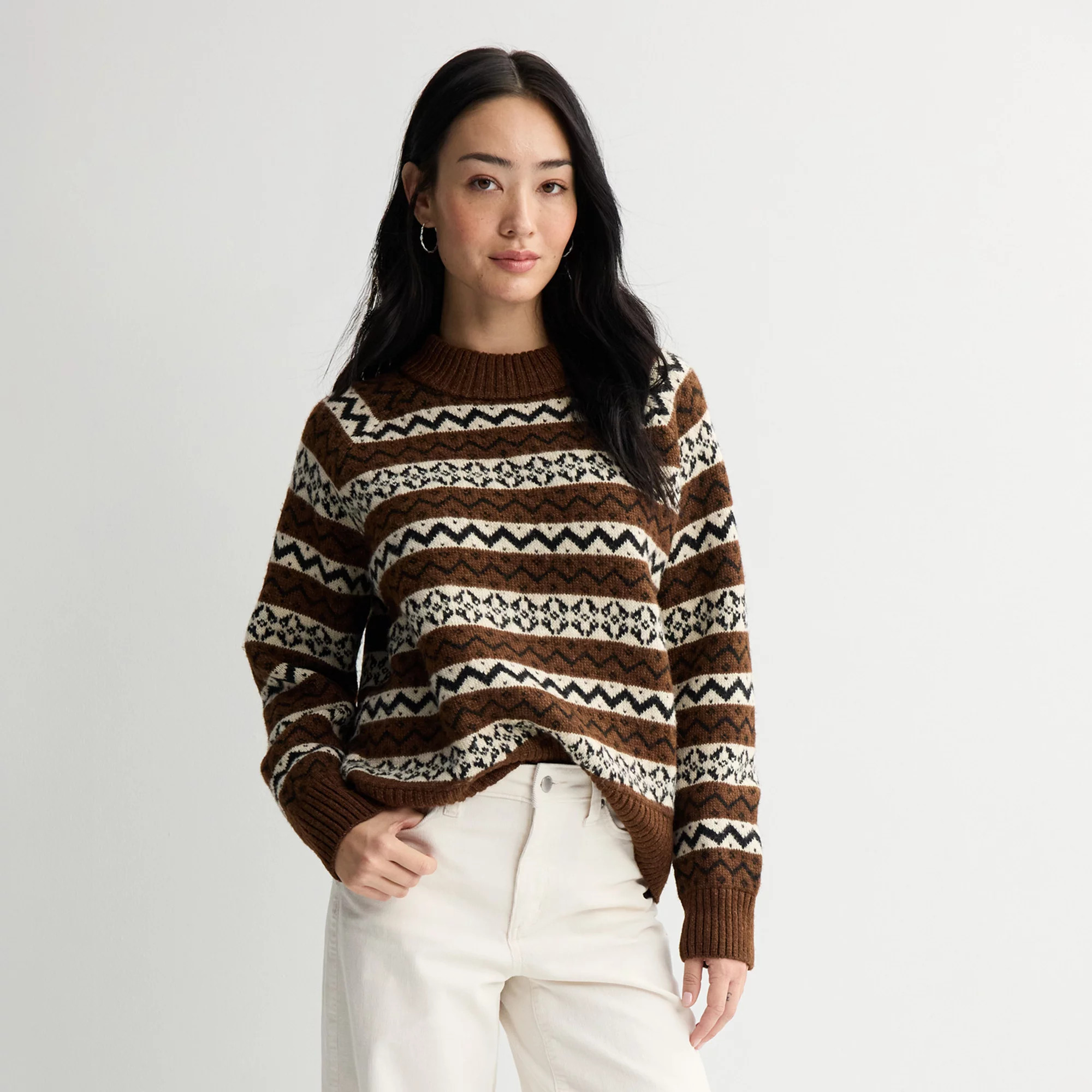 Women's Sonoma Goods For Life® Patterned Cozy Crewneck Sweater, Size: XL, Blue Fair Isle | Kohl's