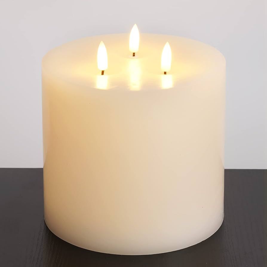 Amagic 6"x6" Extra Large Flameless Candles with 3 Wicks, Battery Operated Candles with Remote Con... | Amazon (US)