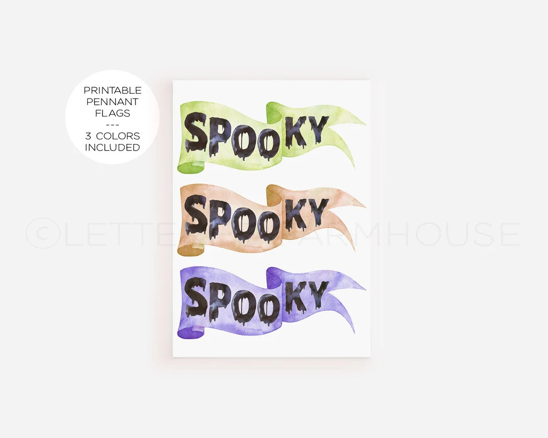 HALLOWEEN PENNANT FLAG, Spooky Banner Printable, Happy Halloween Decorations | Etsy (US)