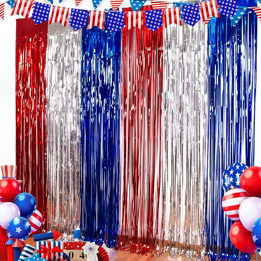 OHOME 4th of July Decorations - American Flag Backdrop Streamers | Patriotic Memorial Day Decor f... | Amazon (US)