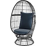 MOD Gray Furniture Kayla Stationary Egg Chair with Stylish Rattan Wicker and Boho Plush Cushion-KAYL | Amazon (US)