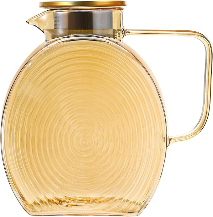 Suwimut Glass Pitcher with Lid and Spout, 2.5 Liter 84 oz Jug Water Pitcher with Handle for Fridg... | Amazon (US)