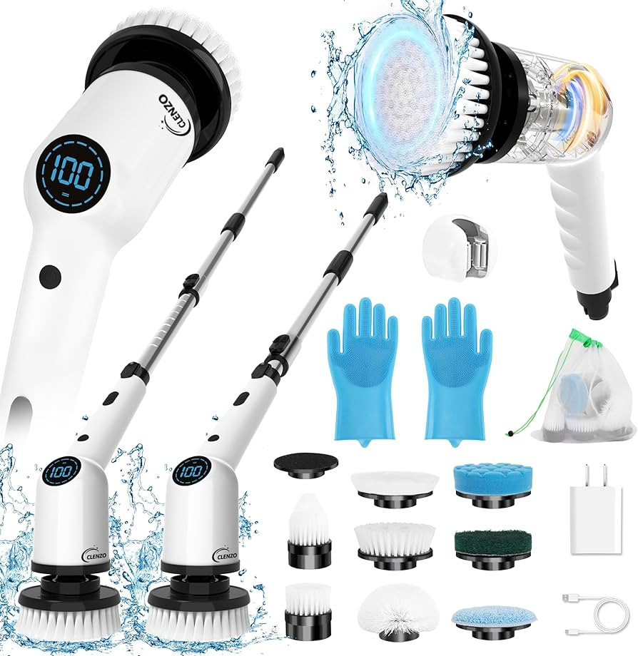 Electric Spin Scrubber, 9 in 1 Cordless Cleaning Brush with Type C USB Port, Charger, Gloves, 3 A... | Amazon (US)