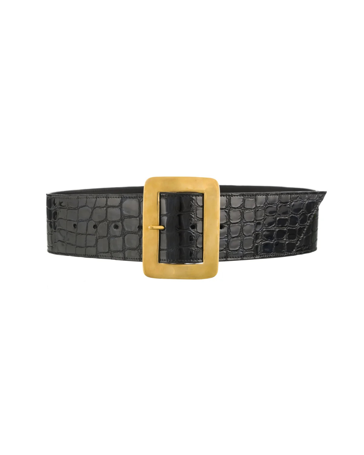 Maria wide croc patent belt | Black & Brown London