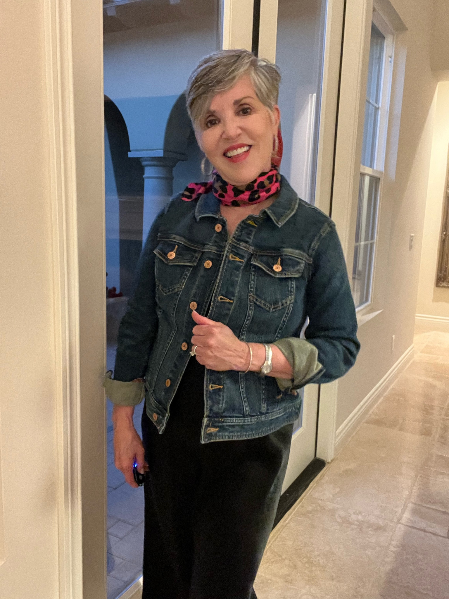 #ltkdatenightlook
#slipdress
#jeanjacket
Vince black slip dress (S)/with Blondo tan suede booties (8)/Talbots jean jacket (on sale) (S)/pink scarf 🧣 

#LTKSeasonal #LTKsalealert #LTKstyletip