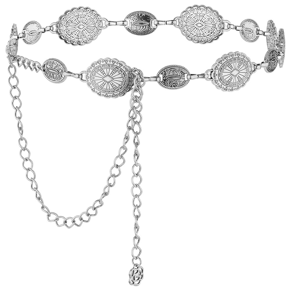 Amabro Women Adjustable Chain Belt Concho Western Cowgirl Waistband Skinny Vintage Dress Belt for... | Amazon (UK)