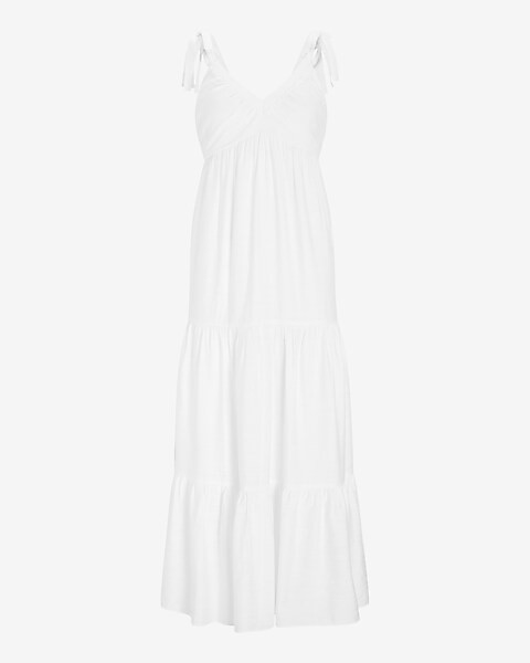 Tie Shoulder Tiered Maxi Dress | Express