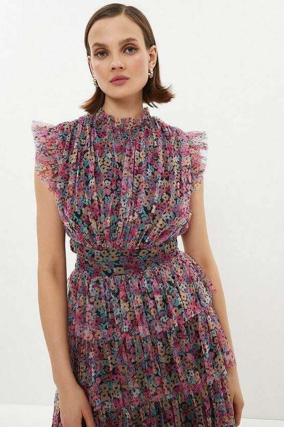 Printed Frill Sleeve Tie Back Top | Coast UK & IE