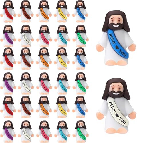 AKFAHOIF 30PCS Little Jesus Figures, Mini Jesus Figurines in Bulk, Multicolor Tiny Jesus Figures, Miniature Figurines to Hide and Seek Religious Gifts for Easter Egg Stuffers | Amazon (US)