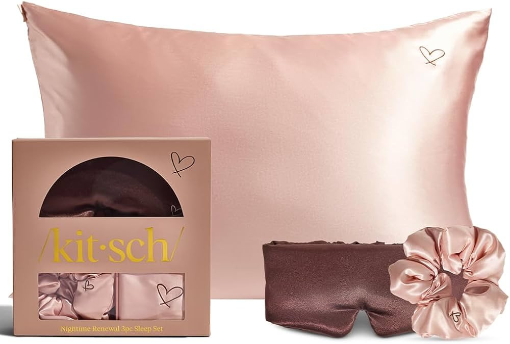 Kitsch Night time Renewal 3PC Sleep Set - Satin Pillowcase with Zipper for Hair & Skin - Softer T... | Amazon (US)