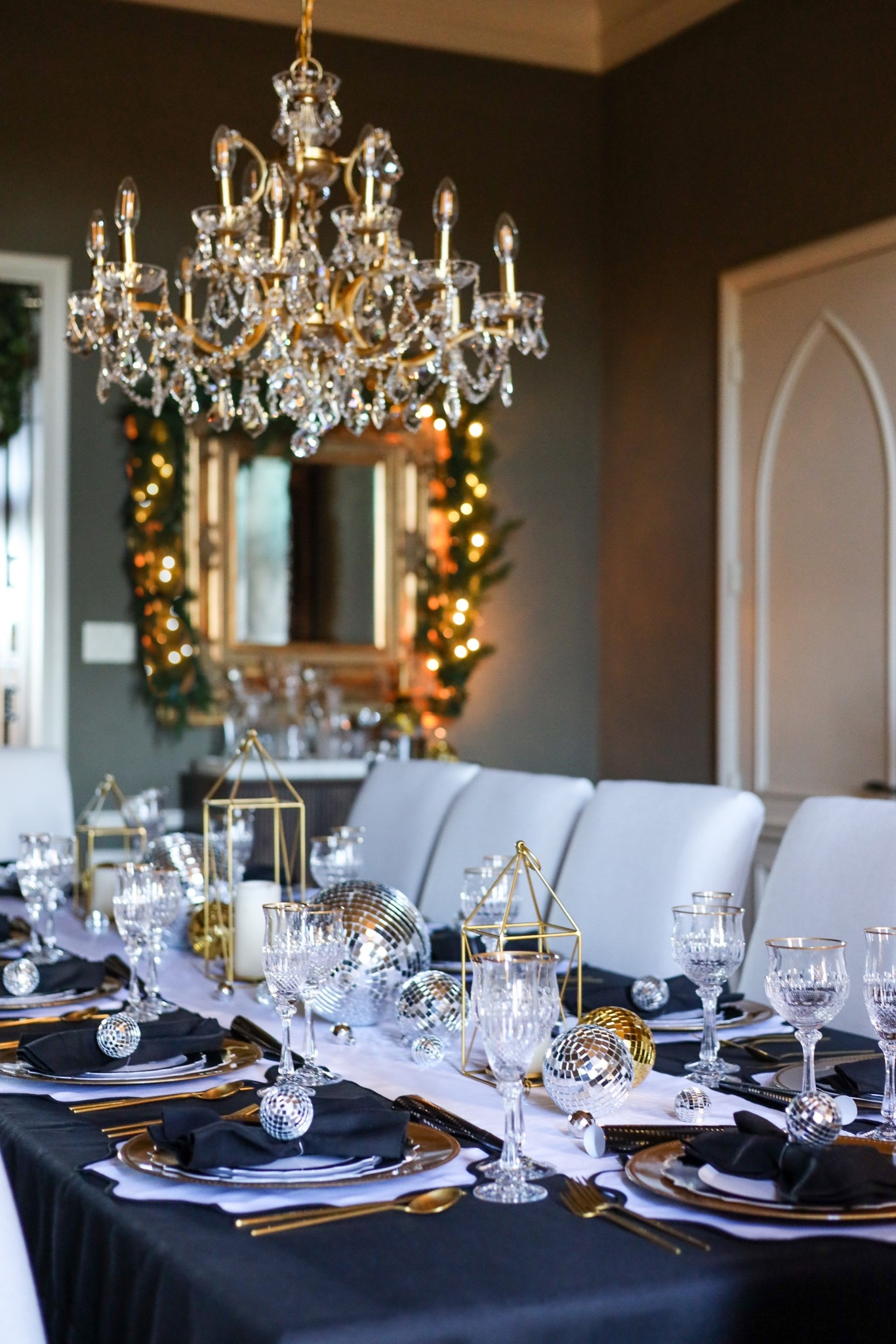 NYE Tablescape, NYE Dinner Party, NYE table setting. Black white and gold table setting 

#LTKHome #LTKFindsUnder50 #LTKSeasonal