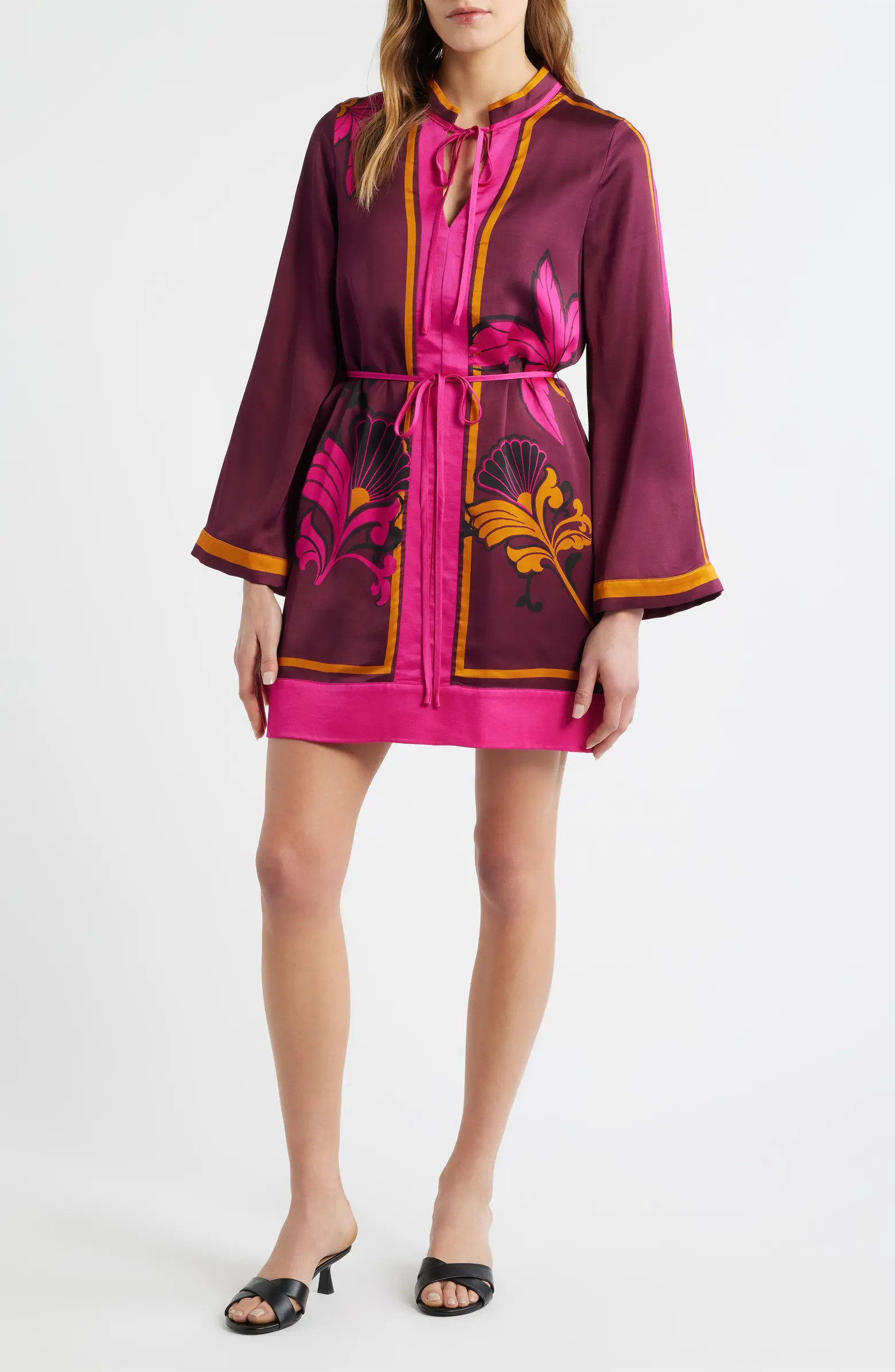 Timber Placed Floral Long Sleeve Minidress | Nordstrom