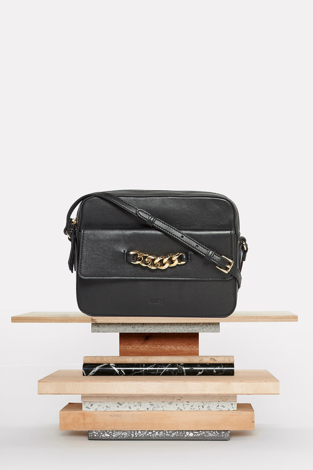 Leather Flap Crossbody Bag - Black | NYDJ