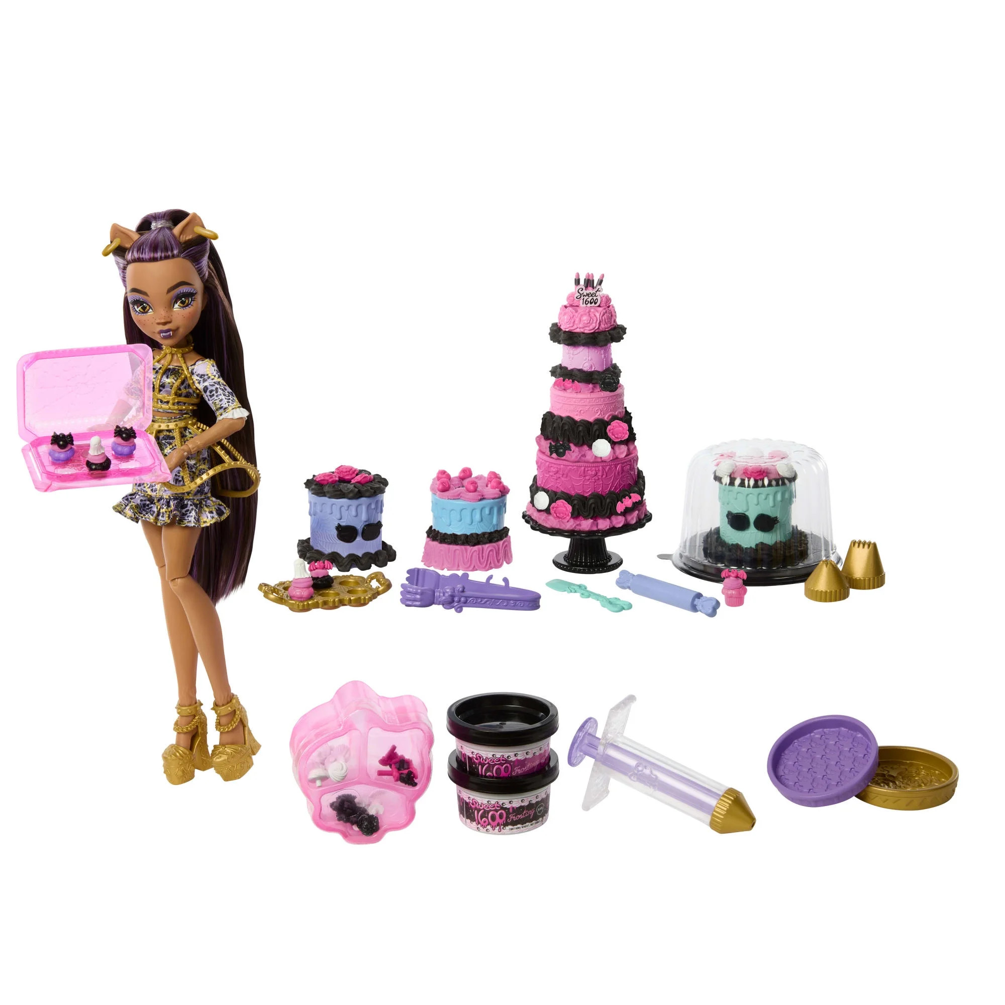 Monster High Scary Sweet Birthday Cake Kit with Clawdeen Wolf Doll and 20+ Decorating Accessories | Walmart (US)