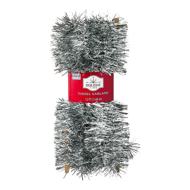 Tinsel Christmas Garland, Silver, 12', by Holiday Time | Walmart (US)