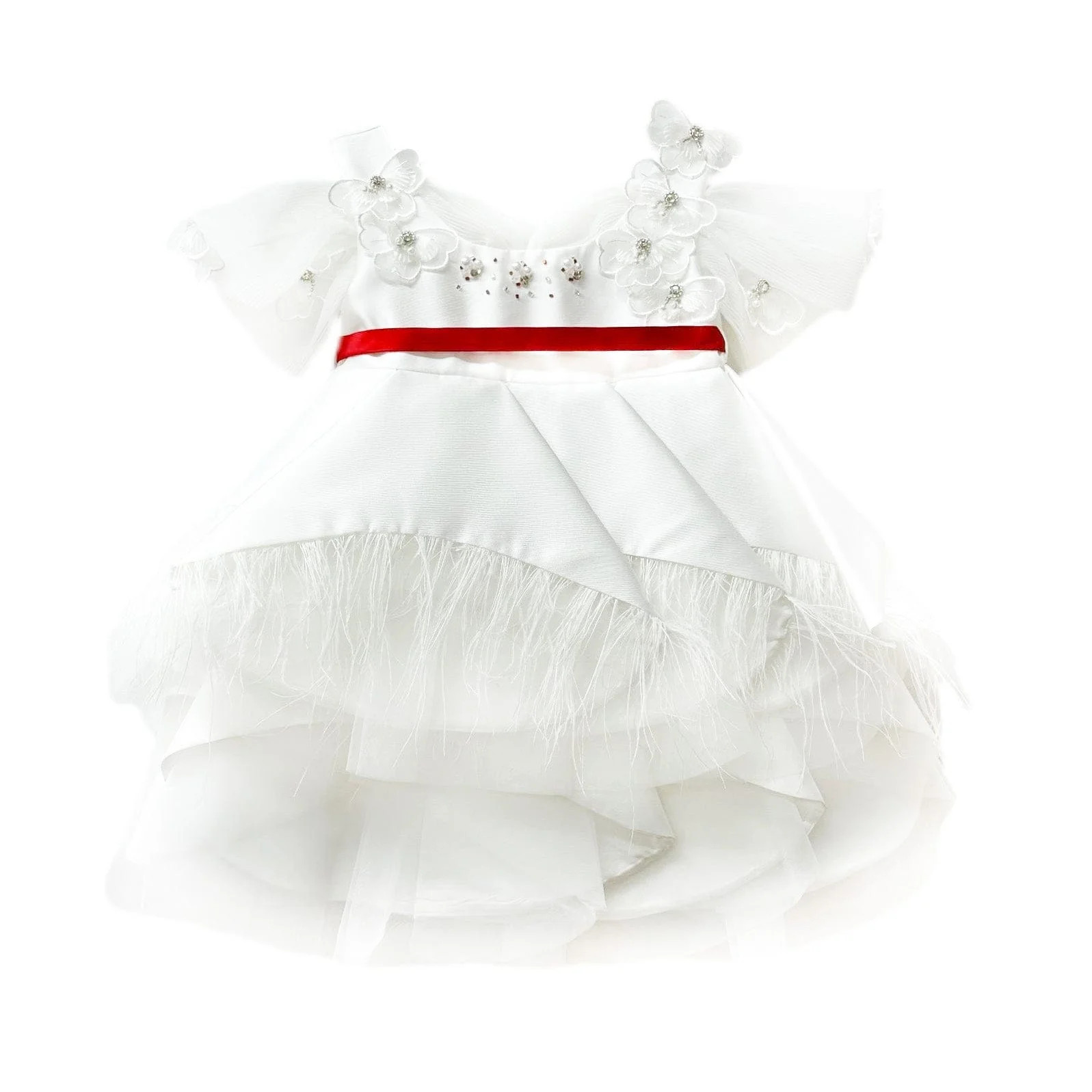 Constanza White Ceremony Dress with Red Bow | petite maison kids