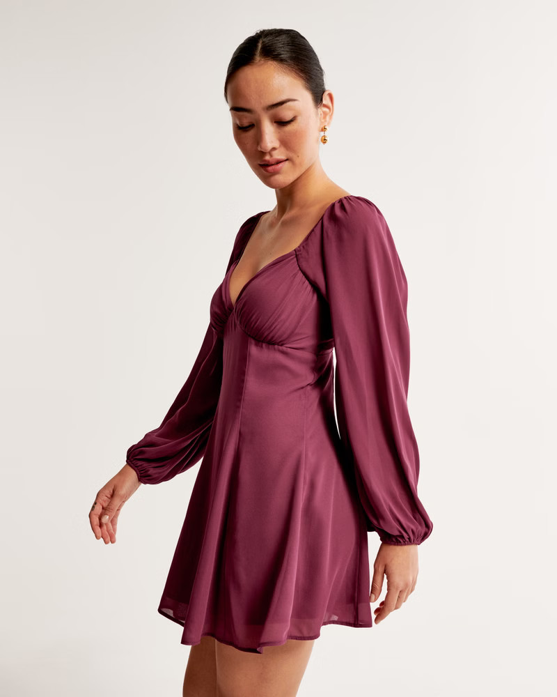 Flowy V-Neck Mini Dress | Abercrombie & Fitch (US)