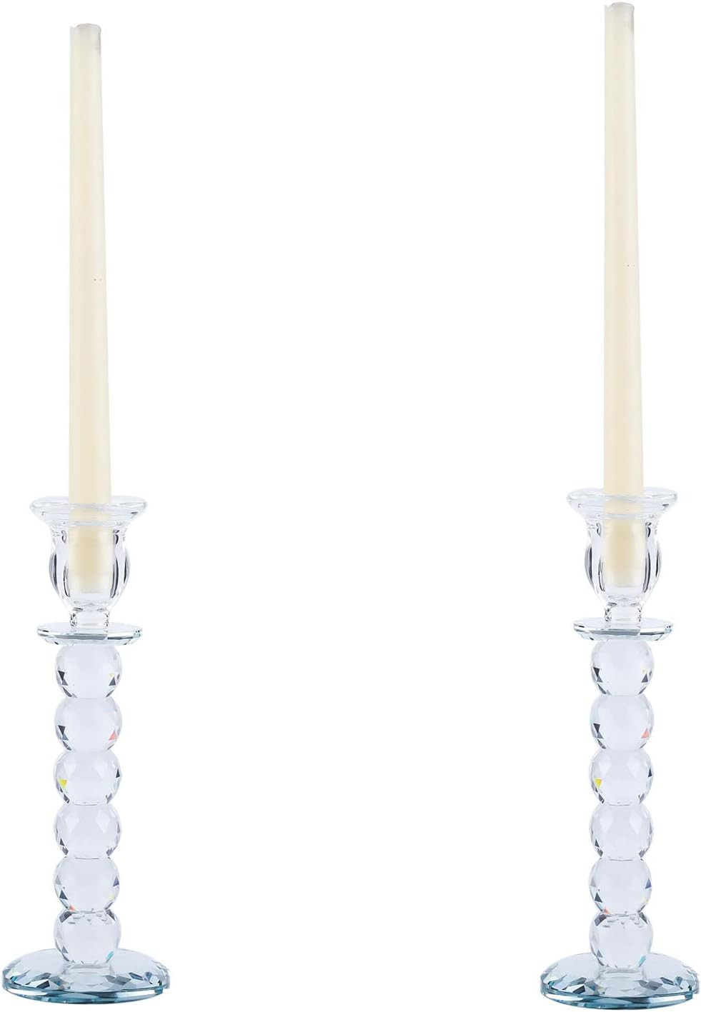 Soetai 2 PCS Clear K9 Crystal Candle Holder for Taper Candle, Crystal Candlesticks Holder for Wed... | Amazon (US)