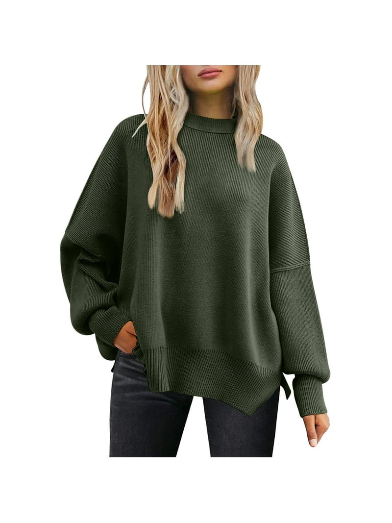 SUNBS Oversized Sweaters for Women Winter Crewneck Pullover - Cozy Knit Long Sleeve Top Casual Lo... | Walmart (US)