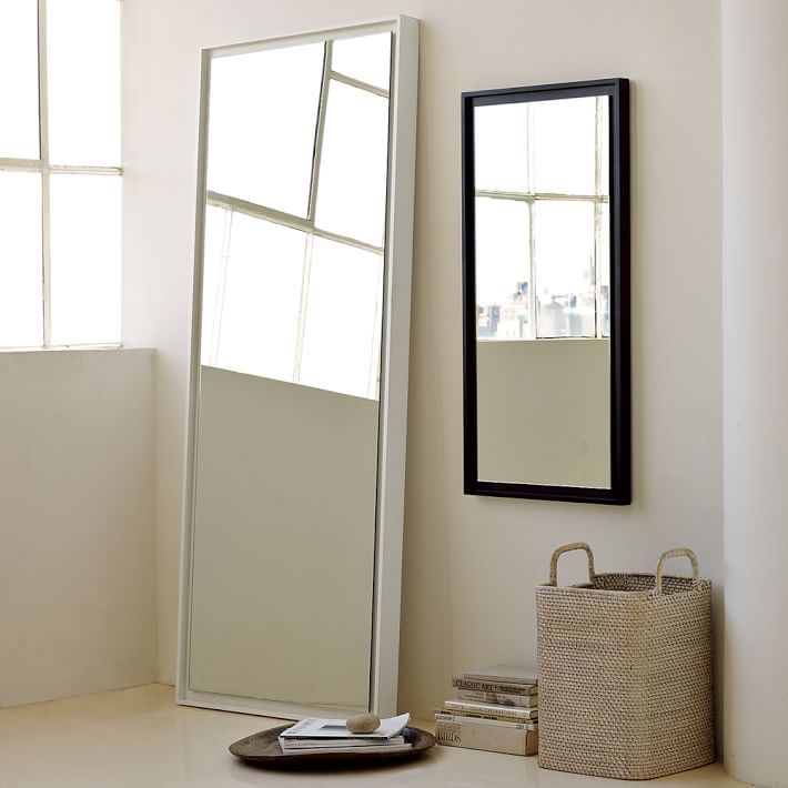 Floating Wood Floor Mirror - White Lacquer | West Elm (US)