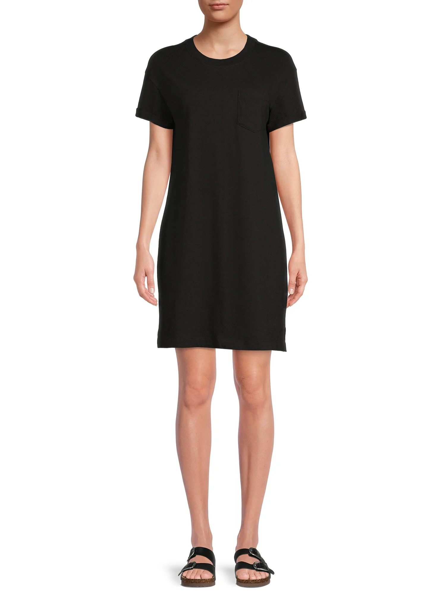 Time and Tru Women's T-Shirt Dress with Chest Pocket | Walmart (US)