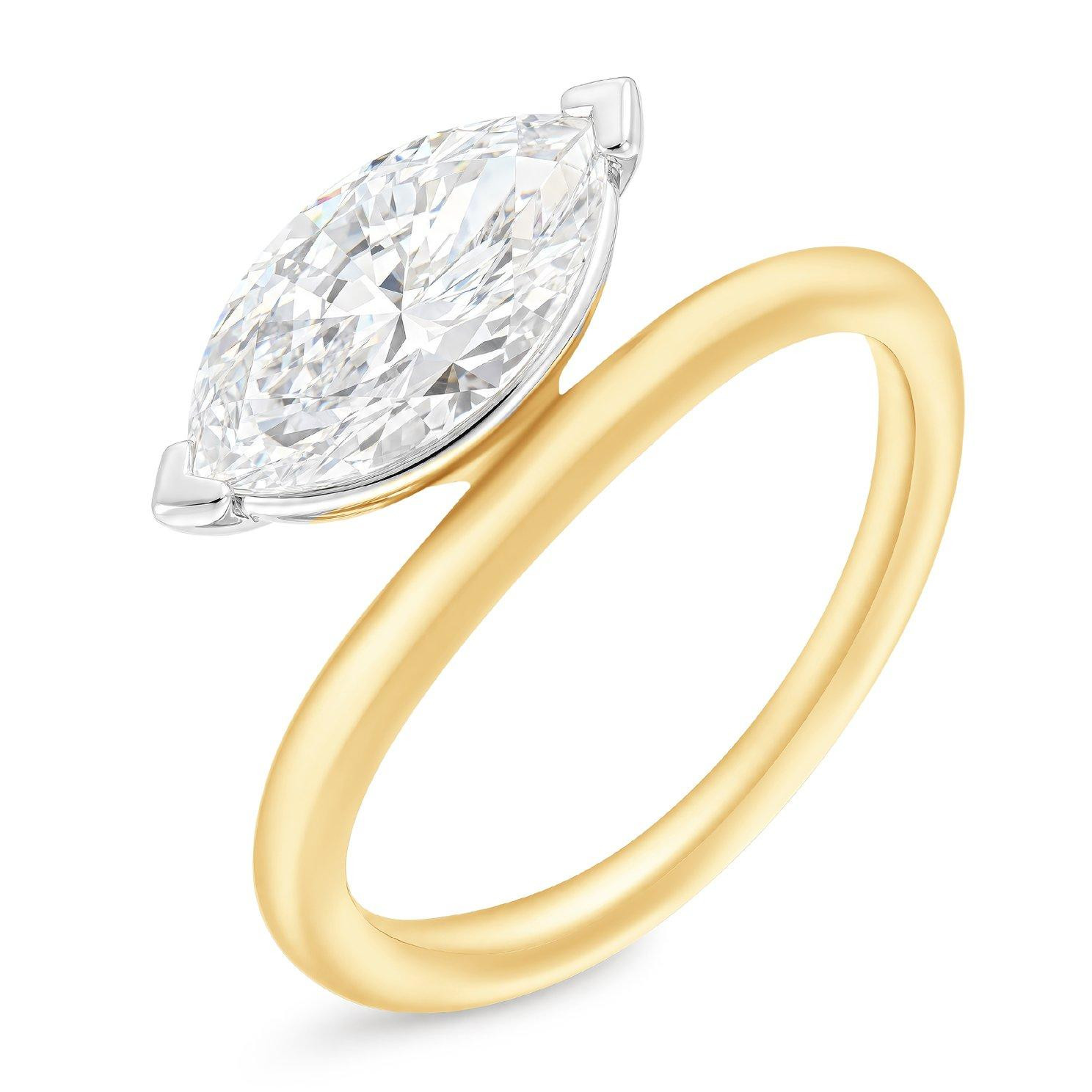 9ct Yellow Gold Marquise Shaped Lab Grown Diamond Solitaire Ring | Beaverbrooks