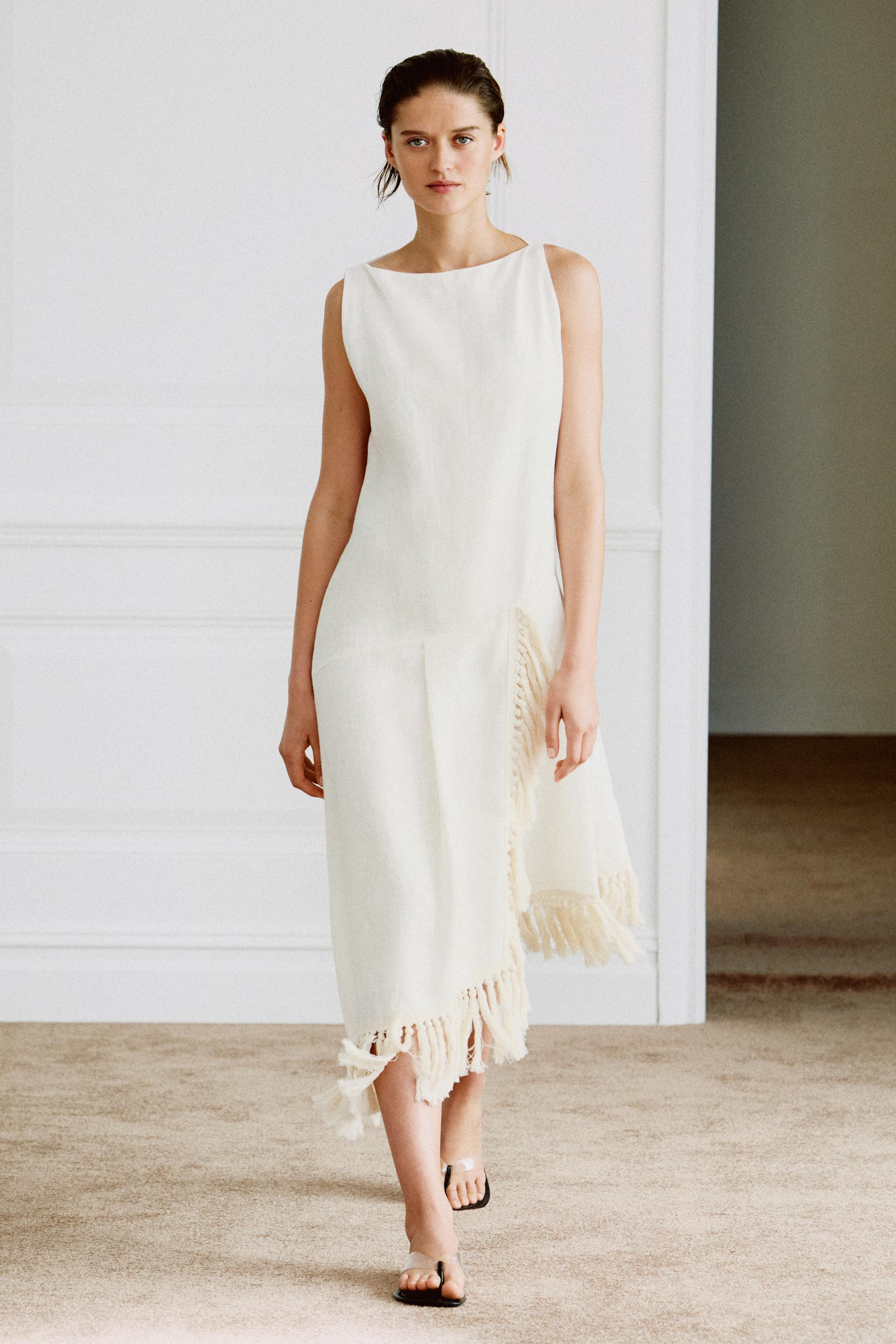 ZW COLLECTION 100% LINEN FRINGED DRESS | Zara Canada