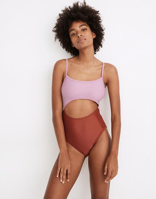 Madewell Second Wave Cutout One-Piece Swimsuit in Colorblock | Madewell