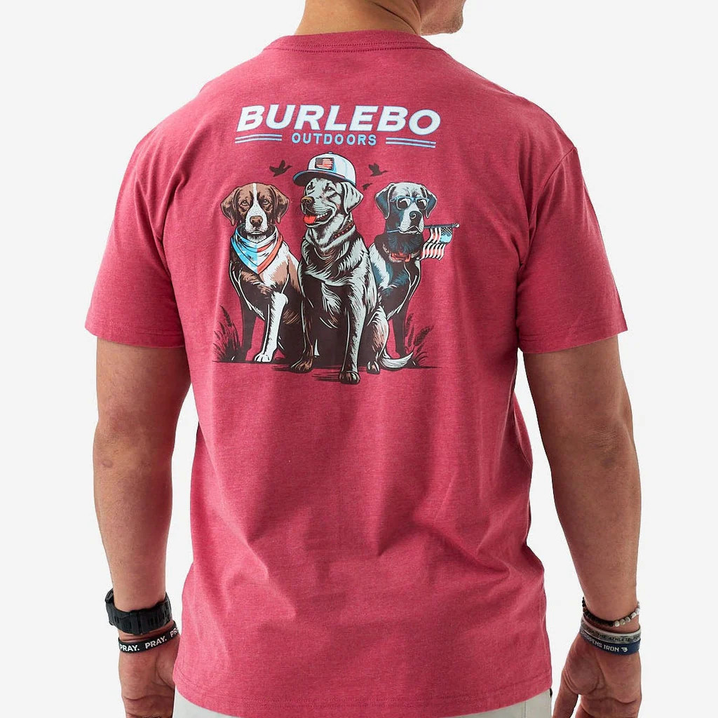 Short Sleeve Tee - American Dogs - Heather Crimson | BURLEBO