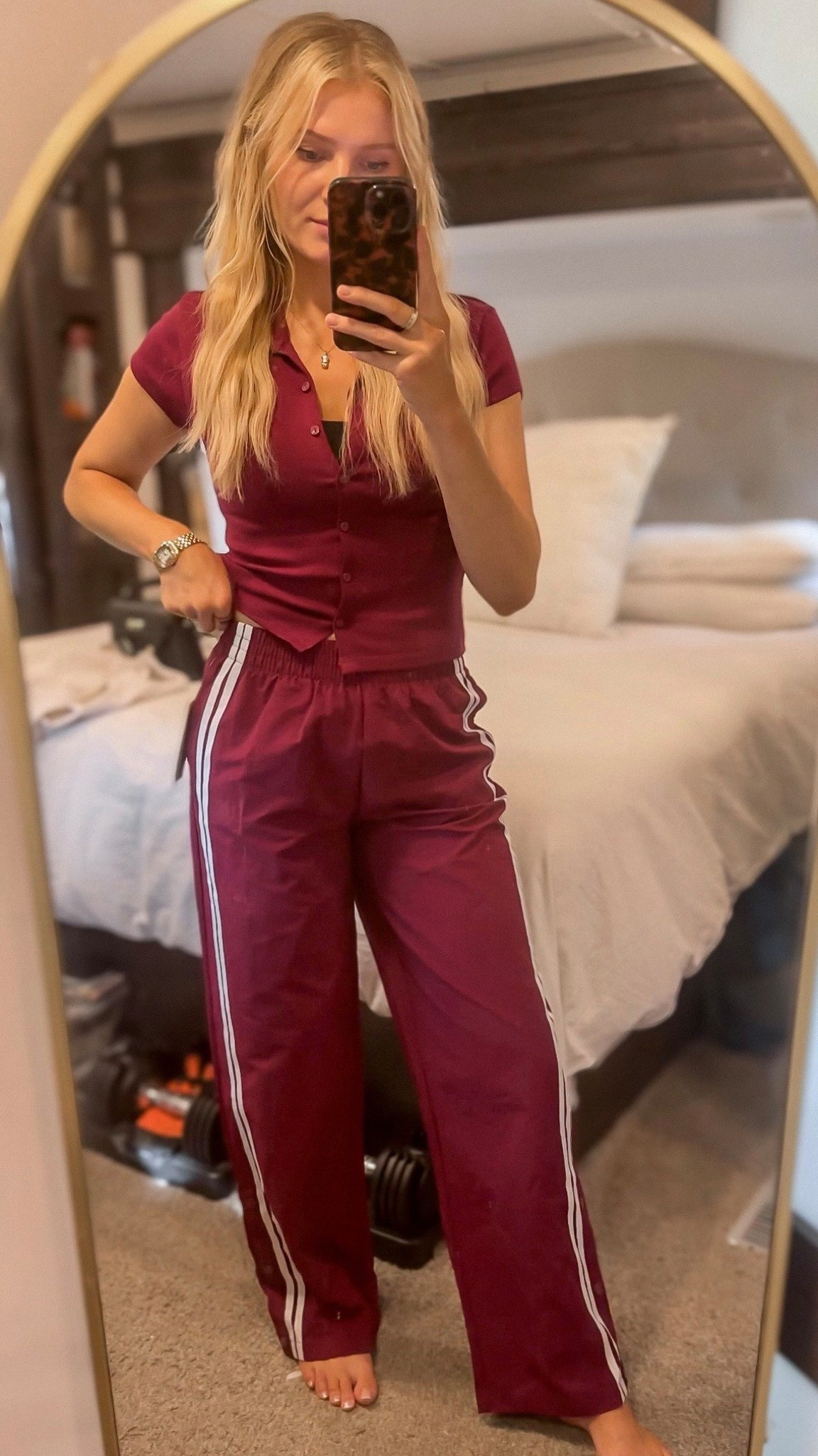 Walmart outfit. 
Pants - XS
Top - S