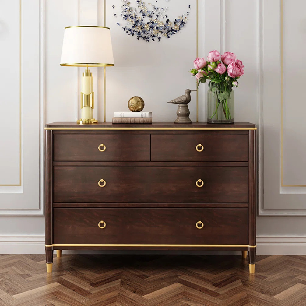 Simple Retro Style Beech Entrance Cabinet Solid Wood Accent Chest | Wayfair North America