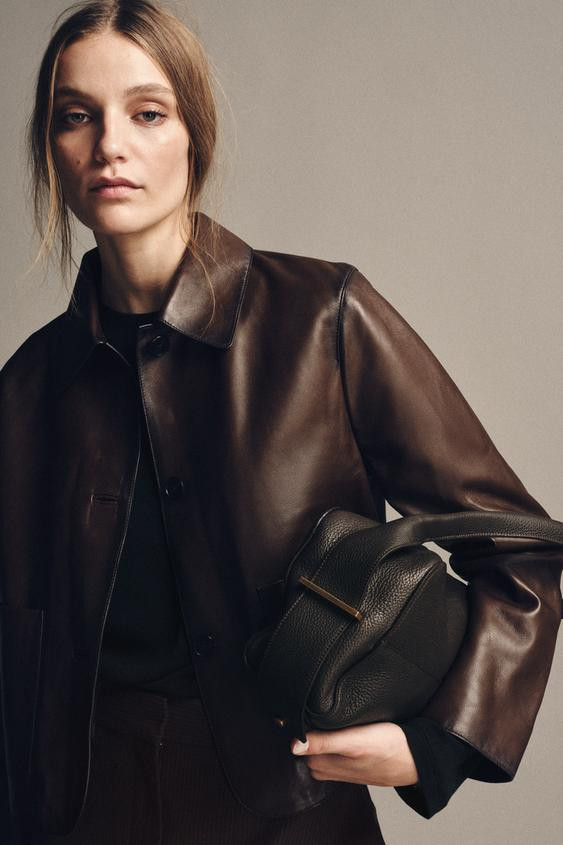 LEATHER SHOULDER BAG | Zara UK