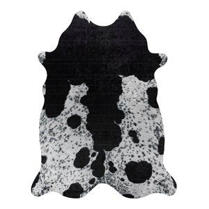 Dalyn Rugs Montana 3'6" x 4'4" Animal Print Fabric Area Rug in Holstein Black | Cymax